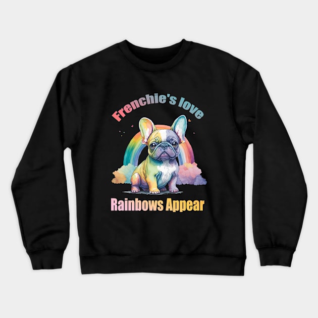 Colorful French Bulldog Puppy, Cute french bulldog, frenchie mon, frenchie dad Crewneck Sweatshirt by Collagedream